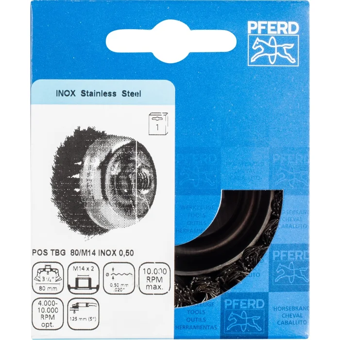 PFERD Topfbürsten mit Gewinde POS TBG 80/M14 INOX 0,50