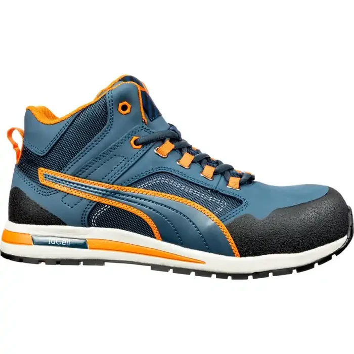 Puma CROSSTWIST MID hoher streetstyle Sicherheitsschuh S3 blau/orange Gr. 40