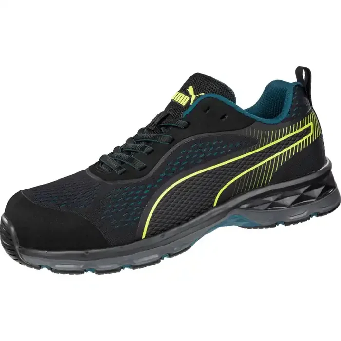 Puma FUSE KNIT BLACK LOW sportlicher Damen-Sicherheitsschuh S1P schwarz/lime