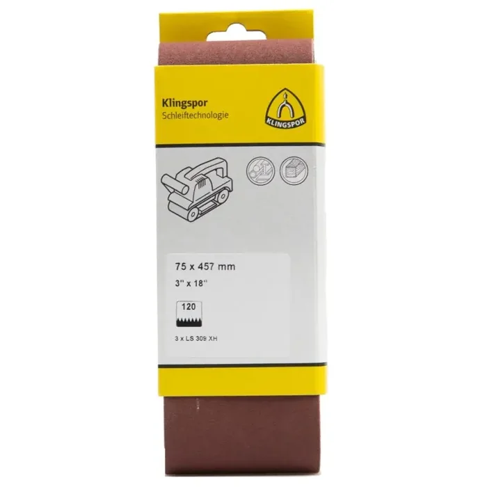 Schleifband LS 309 XH für Holz, Metall universal 75 x 457 mm Körnung 80 – 3 Stück SB-verpackt