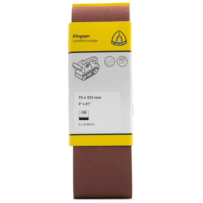 Schleifband LS 309 XH für Holz, Metall universal 75 x 533 mm Körnung 60 – 3 Stück SB-verpackt