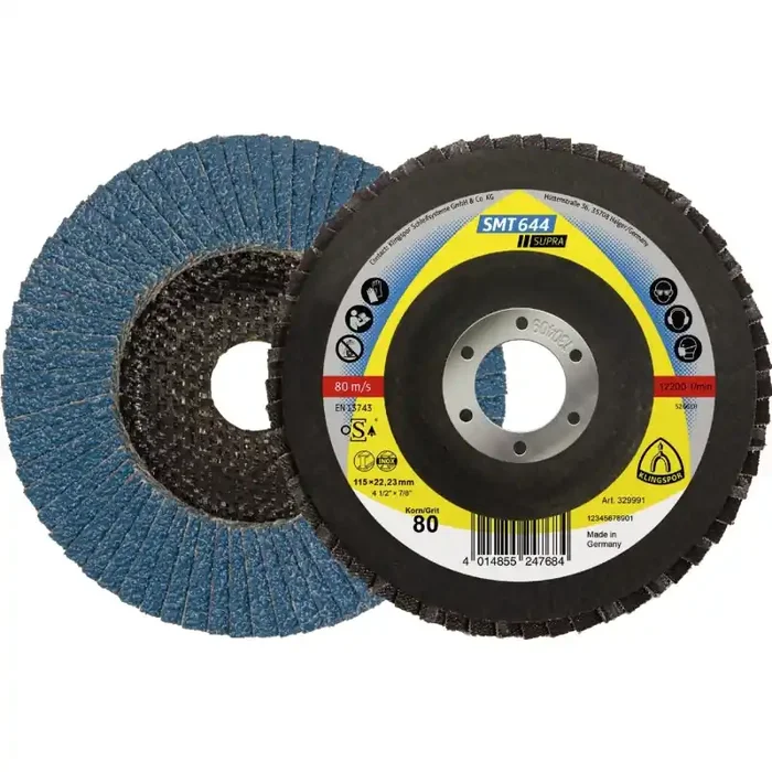 Schleifmopteller SMT 644 gewölbt für Stahl, Edelstahl 125 x 22,23 mm Körnung 60