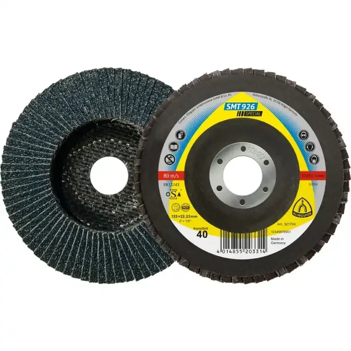 Schleifmopteller SMT 926 gewölbt für Edelstahl, Stahl 115 x 22,23 mm Körnung 60