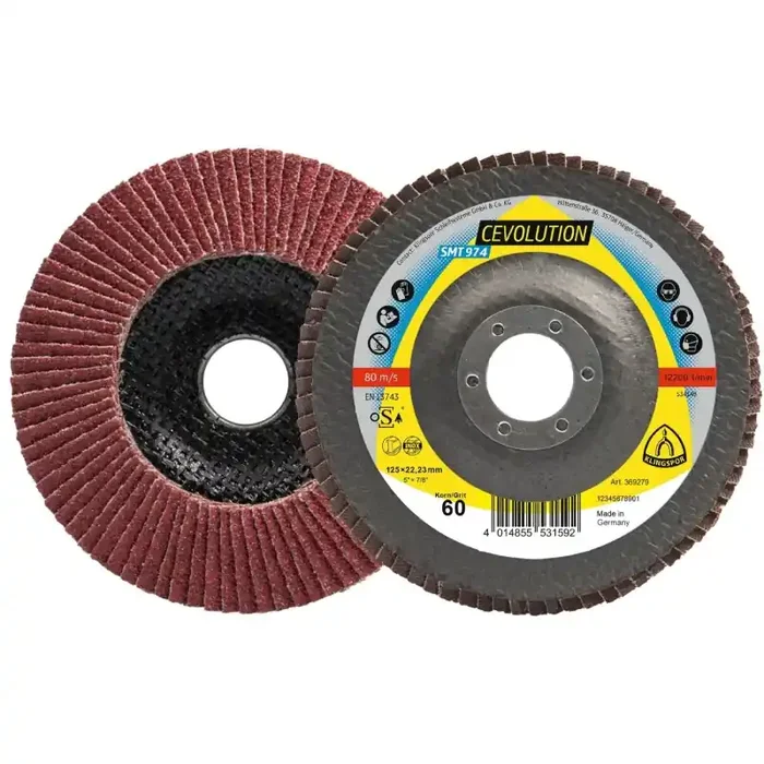 Schleifmopteller SMT 974 CEVOLUTION gewölbt für Stahl 115 x 22,23 mm Körnung 60