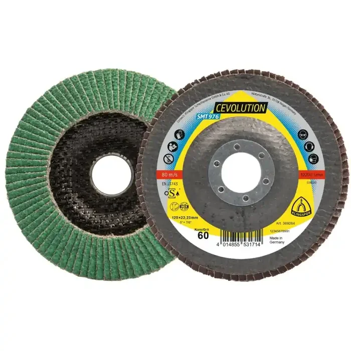 Schleifmopteller SMT 976 CEVOLUTION gewölbt für Edelstahl 125 x 22,23 mm Körnung 80