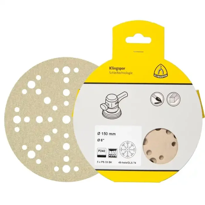 Schleifscheiben PS 33 BK kletthaftend für Farbe, Lack, Spachtel 225 mm Körnung 180 Lochform GLS55 – 5 Stück
