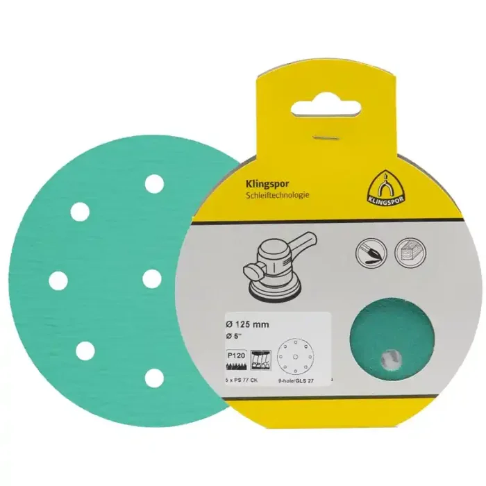 Schleifscheiben PS 77 CK T-ACT kletthaftend für Farbe, Lack, Spachtel 125 mm Körnung 120 Lochform GLS5 – 5 Stück
