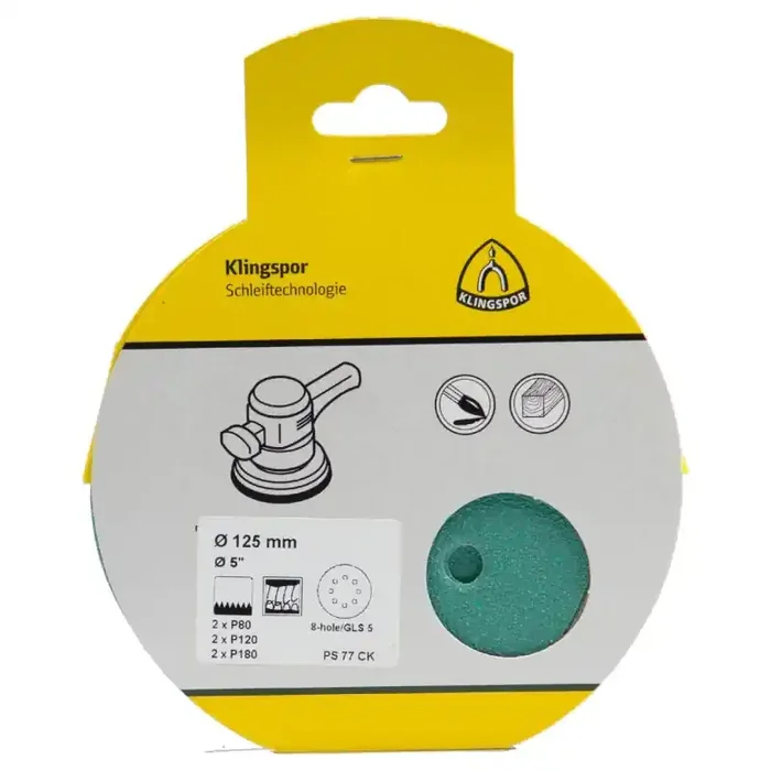 Schleifscheiben-Set PS 77 CK T-ACT kletthaftend 125 mm für Farbe, Lack, Spachtel Lochform GLS5 SB-verpackt