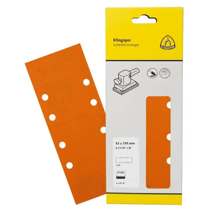 Schleifstreifen PL 31 B für Farbe, Lack, Spachtel 93 x 230 mm Körnung 60 – 5 Stück