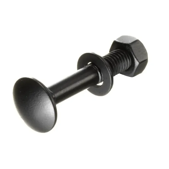 Schloßschrauben DIN 603 mit Unterlegscheibe und Mutter M6 x 40 mm schwarz – 10 Stück