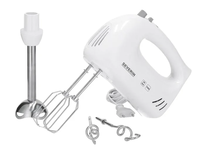SEVERIN Handmixer HM3822 mit Stabmixer-Aufsatz 300W 5 Geschwindigkeitsstufen weiß