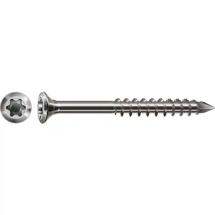 SPAX Fassadenschraube Edelstahl A2 Teilgewinde Linsensenkkopf extra klein T-STAR plus CUT-Spitze 4 x 60mm – 100 Stück