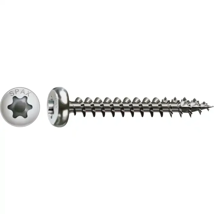 SPAX Universalschraube Edelstahl A2 Vollgewinde Halbrundkopf T-STAR plus 4CUT-Spitze