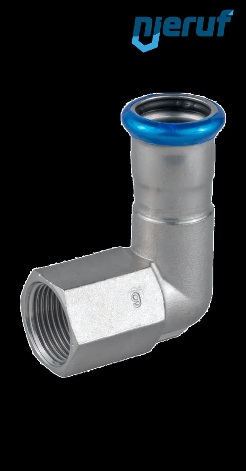 Übergangswinkel 90° I Pressfitting DN20 – 22,0 mm, Innengewinde 3/4″ Zoll Edelstahl