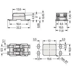 WAGO SMD-Through-Board-Leiterplattenklemme 2070-452/998-406