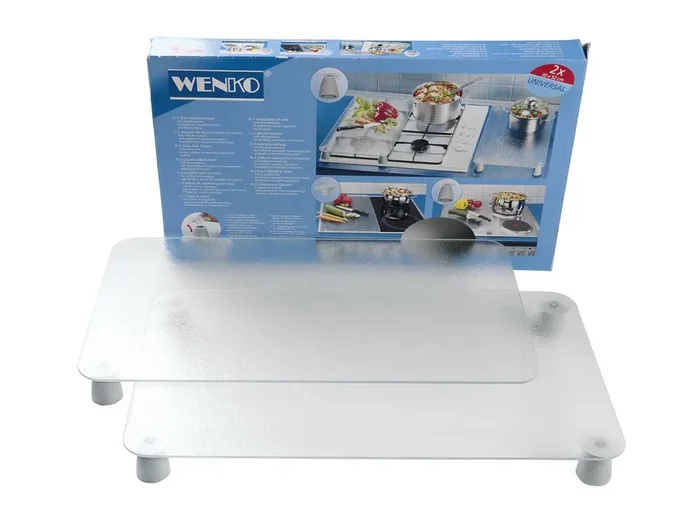 WENKO Herd-Abdeckplatte Glas 52x30cm transparent 2Stück