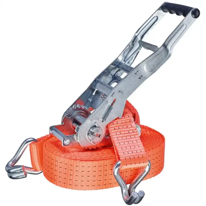 Zurrgurt mit ERGO-Langhebelratsche 2-tlg. 5000 kg (2500 daN) Spitzhaken 50 mm x 8 m orange