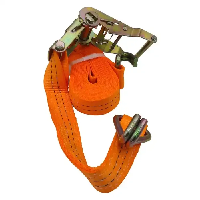 Zurrgurt mit Ratsche 2-teilig 2000 kg (1000 daN) Spitzhaken 35 mm breit 4 m lang orange